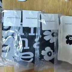 新品未使用　マリメッコ　ソックス　ブラック　ウニッコ　4足　ブラック