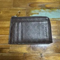 コインケース　カードケース　総柄　デザイン　ジップ付き　ブラウン