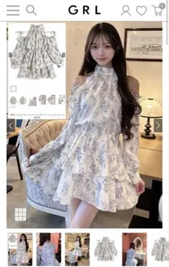 GRL 花柄ショルダーオープンアメスリティアードミニワンピース[tg916]