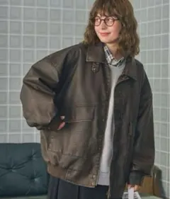 【着用少】比翼デザインヴィンテージライク オーバーサイズブルゾン