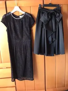 【美品】ブラックレースパーティドレス