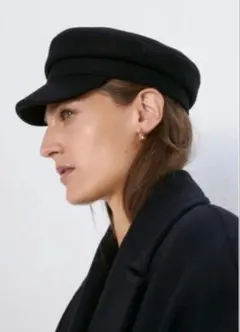 ZARA 黒 ウールキャスケット