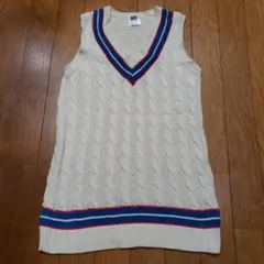 ❤SLY❤ケーブルニット配色ライン入りVネックベスト/綿100%/フリーサイズ