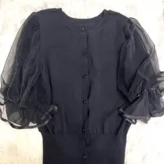 コンテニュー　デナイス　クラップ サマーセーター　パフスリーブ　ブラック