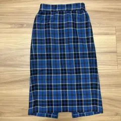 青と黒のチェック柄 タイトスカート