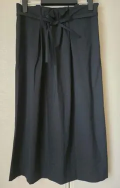 23区　ブラック ひざ丈スカート 9号 ウエストリボン付き