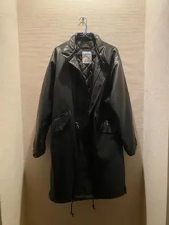 HIBECK 2way 中綿 フェイクレザー モッズコート ロング M 黒