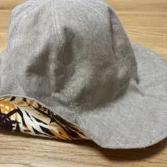 ベージュ バケットハット 植物柄