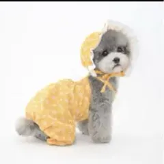 大人気　犬服　犬用サロペット ロンパース　花柄　黄色　M
