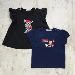 familiar Tシャツ2枚セット テリア 黒ギンガム ネイビー