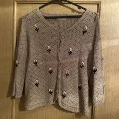 Samansa Mos2 刺繍入りカーディガン 五分袖　試着程度