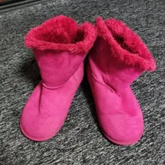 ピンク ファー付きブーツ リボン付き　21センチ