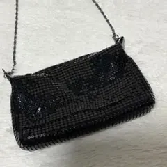メタルメッシュ ショルダーバッグ ブラック パーティーバッグ