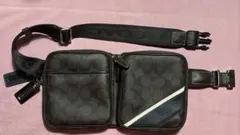 COACH メンズボディバッグ ウエストポーチ シグネチャー 焦げ茶