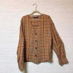 最終出品＊Bershka レディース チェック ブラウス 秋服
