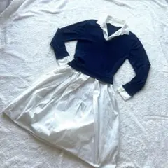 Fray id シャツカラーメモリーコンビワンピース