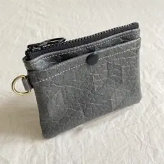 ミニ財布・パスケース・キーケース・ミニポーチ/ダークグレー・合皮