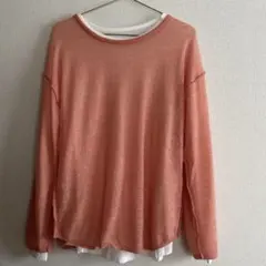 レリューム　シアーモヘヤMIX Tシャツ　レイヤードプルオーバー　ピンク
