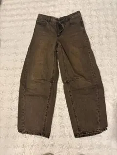 GU バレルレッグジーンズ ブラウン Sサイズ