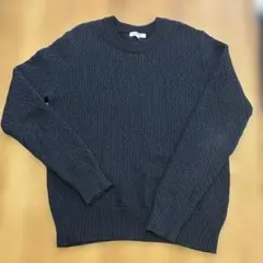 GLOBAL WORK ネイビー 編み込みセーター M メンズ　長袖ニット