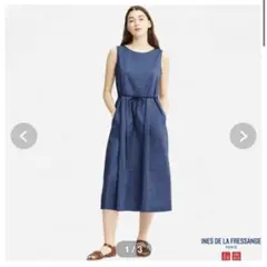 ユニクロ×イネス リネンブレンドAラインワンピース M