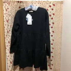 匿名送料込★綿１００％ティアードＡラインチュニック2枚★黒ブラック