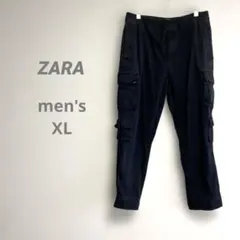 ZARA メンズ テーパードカーゴパンツ ウエストゴム しっかり生地 作業着等