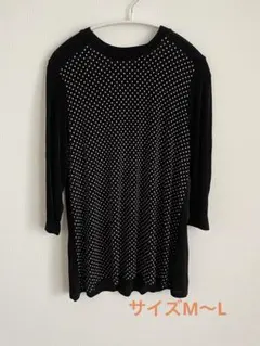 ☆ドット柄切り替えデザイン長袖カットソー ブラックM〜L☆