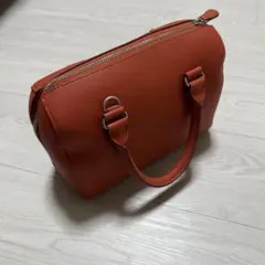 御*姉様 オレンジ色ジッパー付きハンドバッグ