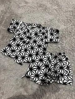 白黒幾何学模様 甚平