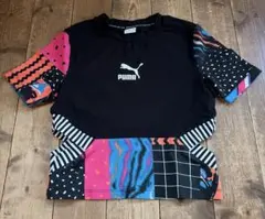 PUMA クロップド丈　半袖Tシャツ ブラック マルチカラー　Sのサムネイル