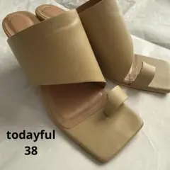 【TODAYFUL】美品リアルレザー・トングミュール・ベージュ/トープのサムネイル