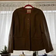 MNG マンゴ　ラムレザー ノーカラージャケットLサイズ