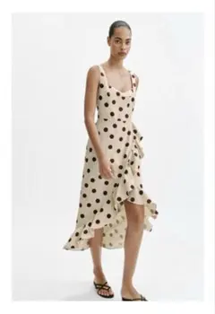 ZARA ザラ ドットプリントホルターネックミディワンピース XS - メルカリ
