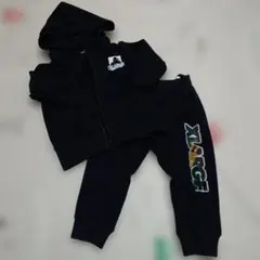 XLARGE KIDS ブラック トレーナー・パンツセット　裏起毛　 90cm