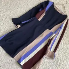 MAX&CO ワンピース ネイビー 38 お出かけ キレイめ マルチカラー 上品