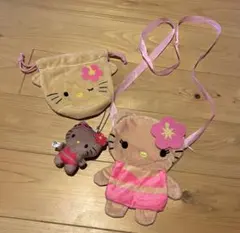 ガチャガチャ　日焼けキティ　3点セット