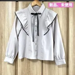 C.O.L.Z.A コルザ　ベージュ フリルブラウス　リボンS