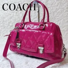 COACH Poppy Quilted Boston Bag Pink 2way