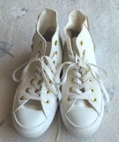 CONVERSE ALL STAR ホワイト スニーカーゴールド軽量　ハイカット