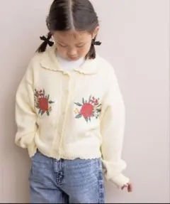 LOWRYS FARM 花柄刺繍 カーディガン　キッズ