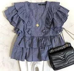美品 トゥモローランドコレクション シルク混 シャーリング フリル袖 