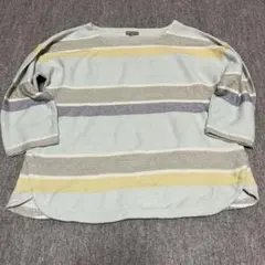 T by TALBOTS ボーダー七分袖ニット Lサイズ