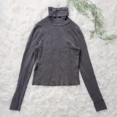 ザラ ハイネック タートルネック リブニット 長袖 レディース グレー M