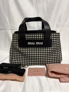 miumiu カナパ トートバッグ ギンガムチェックのサムネイル