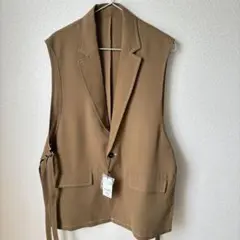 【新品】JUNRED ステッチワークテーラーベスト キャメルL