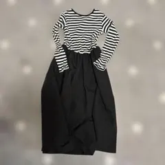 ストライプ柄長袖ワンピース 140