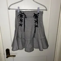 evelyn エブリン フレアスカート ブラック・ホワイト チェック M