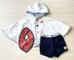 ミキハウス　ホットビスケッツ　ポンチョ　スタイ　パンツ　セット