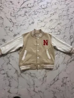 ボンバージャケット N刺繍 ベージュ/ホワイト